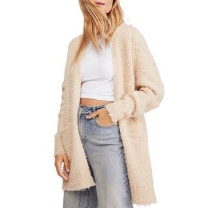 Free People Once in a Lifetime Wool Boucle Cardigan Textured Knit Oversized